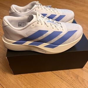 NWT Adidas Adizero Evo SL Women - White and Light Blue Running Shoes Size 7.5